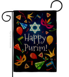 Happy Purim - Party & Celebration Special Occasion Vertical Impressions Decorative Flags HG192592 Made In USA