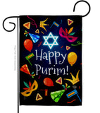 Happy Purim - Party & Celebration Special Occasion Vertical Impressions Decorative Flags HG192592 Made In USA