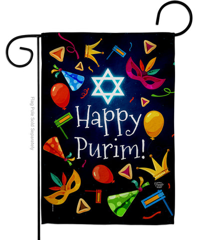 Happy Purim - Party & Celebration Special Occasion Vertical Impressions Decorative Flags HG192592 Made In USA