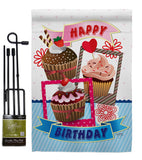 Birthday Cupcake - Party & Celebration Special Occasion Vertical Impressions Decorative Flags HG115096 Made In USA