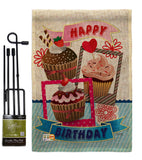 Birthday Cupcake - Party & Celebration Special Occasion Vertical Impressions Decorative Flags HG115096 Made In USA