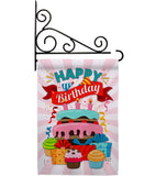 Happy Birthday Cake - Party & Celebration Special Occasion Vertical Impressions Decorative Flags HG137080 Made In USA