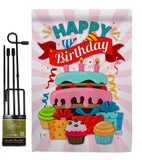 Happy Birthday Cake - Party & Celebration Special Occasion Vertical Impressions Decorative Flags HG137080 Made In USA