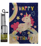 Cute Unicorn Birthday - Party & Celebration Special Occasion Vertical Impressions Decorative Flags HG192166 Made In USA