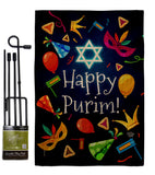 Happy Purim - Party & Celebration Special Occasion Vertical Impressions Decorative Flags HG192592 Made In USA