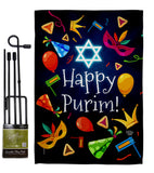 Happy Purim - Party & Celebration Special Occasion Vertical Impressions Decorative Flags HG192592 Made In USA