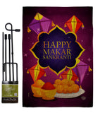 Happy Makar Sankranti - Party & Celebration Special Occasion Vertical Impressions Decorative Flags HG192593 Made In USA