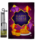 Happy Makar Sankranti - Party & Celebration Special Occasion Vertical Impressions Decorative Flags HG192593 Made In USA