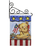 Pat Bear - Patriotic Americana Vertical Impressions Decorative Flags HG111006 Made In USA