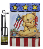 Pat Bear - Patriotic Americana Vertical Impressions Decorative Flags HG111006 Made In USA