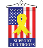 Support Our Troops - Patriotic Americana Vertical Applique Decorative Flags HG111042