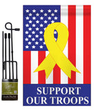 Support Our Troops - Patriotic Americana Vertical Applique Decorative Flags HG111042