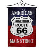 Route 66 - Patriotic Americana Vertical Impressions Decorative Flags HG111059 Made In USA