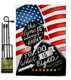 The Time is Always Right - Patriotic Americana Vertical Impressions Decorative Flags HG111093 Made In USA