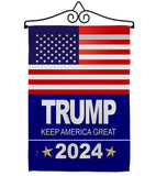 Trump 2024 - Patriotic Americana Vertical Impressions Decorative Flags HG170081 Made In USA