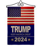 Trump 2024 - Patriotic Americana Vertical Impressions Decorative Flags HG170081 Made In USA