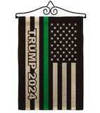Trump 2024 Thin Green Line - Patriotic Americana Vertical Impressions Decorative Flags HG170183 Made In USA