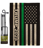 Trump 2024 Thin Green Line - Patriotic Americana Vertical Impressions Decorative Flags HG170183 Made In USA
