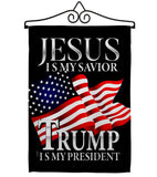 Jesus Savior Trump President - Patriotic Americana Vertical Impressions Decorative Flags HG170204 Made In USA