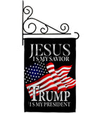 Jesus Savior Trump President - Patriotic Americana Vertical Impressions Decorative Flags HG170204 Made In USA