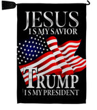 Jesus Savior Trump President - Patriotic Americana Vertical Impressions Decorative Flags HG170204 Made In USA