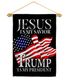 Jesus Savior Trump President - Patriotic Americana Vertical Impressions Decorative Flags HG170204 Made In USA