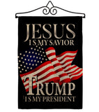 Jesus Savior Trump President - Patriotic Americana Vertical Impressions Decorative Flags HG170204 Made In USA