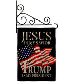 Jesus Savior Trump President - Patriotic Americana Vertical Impressions Decorative Flags HG170204 Made In USA