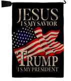 Jesus Savior Trump President - Patriotic Americana Vertical Impressions Decorative Flags HG170204 Made In USA