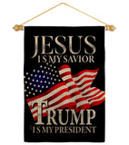 Jesus Savior Trump President - Patriotic Americana Vertical Impressions Decorative Flags HG170204 Made In USA