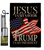 Jesus Savior Trump President - Patriotic Americana Vertical Impressions Decorative Flags HG170204 Made In USA