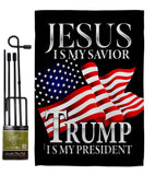 Jesus Savior Trump President - Patriotic Americana Vertical Impressions Decorative Flags HG170204 Made In USA