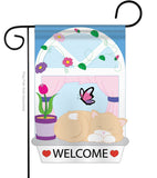 Welcome Kitty - Pets Nature Vertical Applique Decorative Flags HG110029