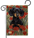 Dachsund In Tulips - Pets Nature Vertical Impressions Decorative Flags HG110080 Made In USA