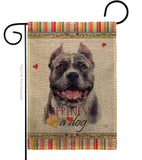 Black Pitbull Happiness - Pets Nature Vertical Impressions Decorative Flags HG110154 Made In USA