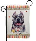 Black Pitbull Happiness - Pets Nature Vertical Impressions Decorative Flags HG110154 Made In USA