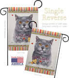 Blue British Short Hair Happiness - Pets Nature Vertical Impressions Decorative Flags HG110162 Made In USA