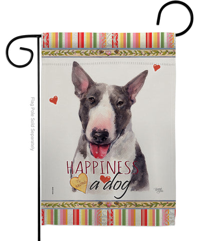 Bull Terrier Happiness - Pets Nature Vertical Impressions Decorative Flags HG110163 Made In USA