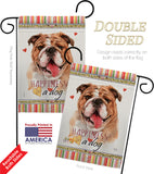 Bulldog Happiness - Pets Nature Vertical Impressions Decorative Flags HG110188 Made In USA