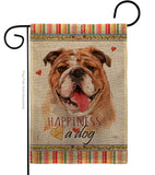 Bulldog Happiness - Pets Nature Vertical Impressions Decorative Flags HG110188 Made In USA