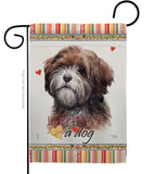 Brown Tibetan Terrier Happiness - Pets Nature Vertical Impressions Decorative Flags HG110229 Made In USA