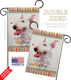 White Bull Terrier Happiness - Pets Nature Vertical Impressions Decorative Flags HG110233 Made In USA