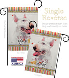 White Bull Terrier Happiness - Pets Nature Vertical Impressions Decorative Flags HG110233 Made In USA