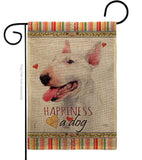 White Bull Terrier Happiness - Pets Nature Vertical Impressions Decorative Flags HG110233 Made In USA