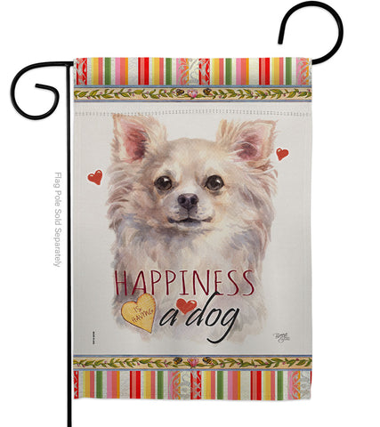 White Chihuahua Happiness - Pets Nature Vertical Impressions Decorative Flags HG110247 Made In USA