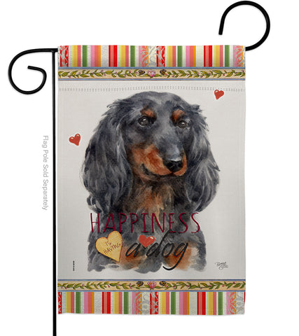 Blue Long Hair Dachshund Happiness - Pets Nature Vertical Impressions Decorative Flags HG110251 Made In USA