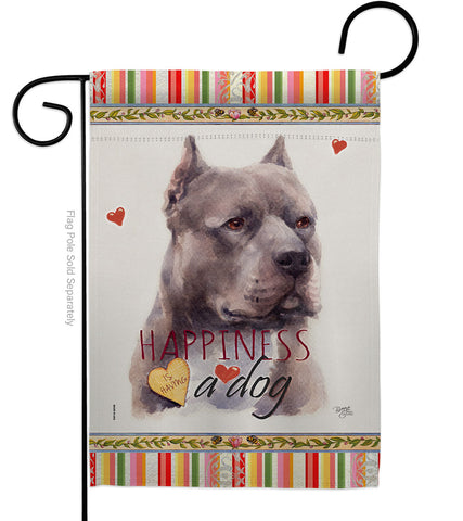 Blue Pitbull Happiness - Pets Nature Vertical Impressions Decorative Flags HG110264 Made In USA