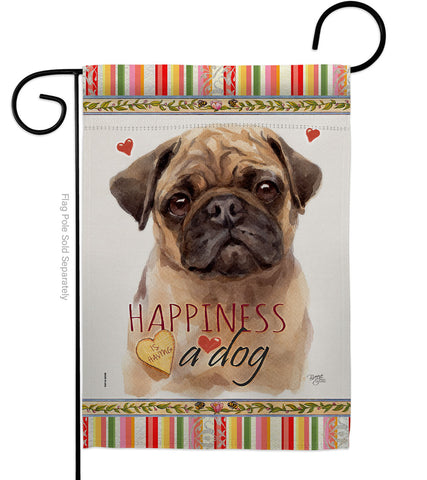 Fawn Pug Happiness - Pets Nature Vertical Impressions Decorative Flags HG110266 Made In USA