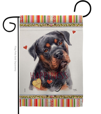 Mahogany Rottweiler Happiness - Pets Nature Vertical Impressions Decorative Flags HG110267 Made In USA