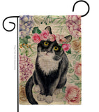Floral Tuxedo Cat - Pets Nature Vertical Impressions Decorative Flags HG110278 Made In USA